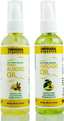 Donnara Organics 100% Pure Sweet Almond oil and Avocado oil Combo of 2 Bottles of 100 ml(200 ml) Hair Oil(200 ml)
Donnara Organics 100% Pure Sweet Almond oil and Avocado oil Combo of 2 Bottles of 100 ml(200 ml) Hair Oil(200 ml)