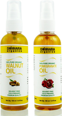 Donnara Organics 100% Pure Walnut oil and Pomegranate oil Combo of 2 Bottles of 100 ml(200 ml) Hair Oil(200 ml)
Donnara Organics 100% Pure Walnut oil and Pomegranate oil Combo of 2 Bottles of 100 ml(200 ml) Hair Oil(200 ml)