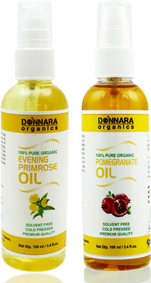 Donnara Organics 100% Pure Evening Primrose oil and Pomegranate oil Combo of 2 Bottles of 100 ml(200 ml) Hair Oil(200 ml)
Donnara Organics 100% Pure Evening Primrose oil and Pomegranate oil Combo of 2 Bottles of 100 ml(200 ml) Hair Oil(200 ml)