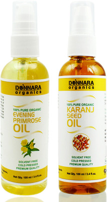 Donnara Organics 100% Pure Evening Primrose oil and Karanj oil Combo of 2 Bottles of 100 ml(200 ml) Hair Oil(200 ml)
Donnara Organics 100% Pure Evening Primrose oil and Karanj oil Combo of 2 Bottles of 100 ml(200 ml) Hair Oil(200 ml)