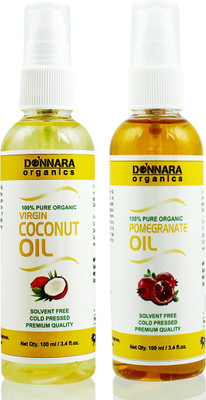 Donnara Organics 100% Pure Coconut oil and Pomegranate oil Combo of 2 Bottles of 100 ml(200 ml) Hair Oil(200 ml)
Donnara Organics 100% Pure Coconut oil and Pomegranate oil Combo of 2 Bottles of 100 ml(200 ml) Hair Oil(200 ml)