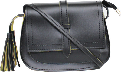 Ravi Collections Women Casual Black PU Sling Bag