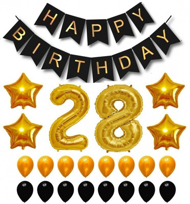 Theme My Party Happy Birthday Party Balloons, Supplies & Decorations Set, Black & Gold (28th Year)
Theme My Party Happy Birthday Party Balloons, Supplies & Decorations Set, Black & Gold (28th Year)