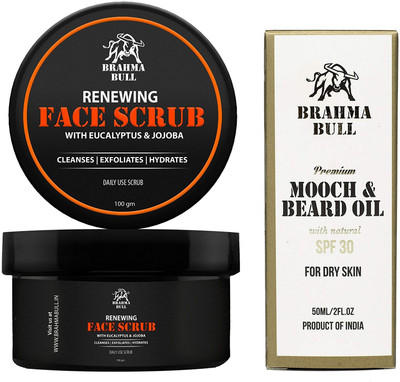 Brahma Bull Mooch and Beard Oil for Dry Skin, 50ml + Renewing Face Scrub 100gm(Set of 2)
Brahma Bull Mooch and Beard Oil for Dry Skin, 50ml + Renewing Face Scrub 100gm(Set of 2)