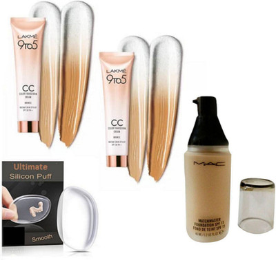 Ultimate Silicon Puff,9 To 5 Complexion Care Cream SPF 30 PA++ Foundation Pack Of 2, Mac MatchMaster Liquid Foundation SPF15(Set of 4)
Ultimate Silicon Puff,9 To 5 Complexion Care Cream SPF 30 PA++ Foundation Pack Of 2, Mac MatchMaster Liquid Foundation SPF15(Set of 4)