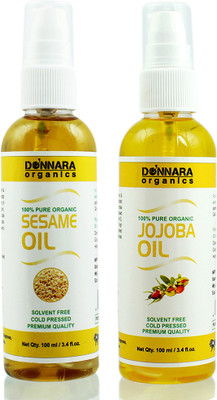 Donnara Organics 100% Pure Sesame oil and Jojoba oil Combo of 2 Bottles of 100 ml(200 ml) Hair Oil(200 ml)
Donnara Organics 100% Pure Sesame oil and Jojoba oil Combo of 2 Bottles of 100 ml(200 ml) Hair Oil(200 ml)