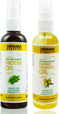 Donnara Organics 100% Pure Neem oil and Evening Primrose oil Combo of 2 Bottles of 100 ml(200 ml) Hair Oil(200 ml)
Donnara Organics 100% Pure Neem oil and Evening Primrose oil Combo of 2 Bottles of 100 ml(200 ml) Hair Oil(200 ml)