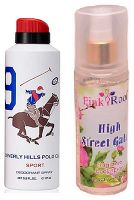Pink Root HIGH STREET GALS MIST 200ML WITH BHPC POLO WHITE DEO 175ML(Set of 2)