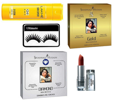 Ultimate Eyelashes With Shahnaz Hussain Gold And Diamond Facial kit & Lakme Inrich Lipstick With Body Lotion(Set of 5)
Ultimate Eyelashes With Shahnaz Hussain Gold And Diamond Facial kit & Lakme Inrich Lipstick With Body Lotion(Set of 5)