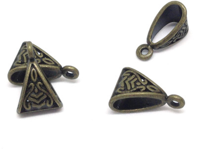 Aumni Crafts Jewellery Making Metal Alloy Pendant Bails 15x10x7mm Triangle Antique Bronze Color (Pack of 40 pieces)
Aumni Crafts Jewellery Making Metal Alloy Pendant Bails 15x10x7mm Triangle Antique Bronze Color (Pack of 40 pieces)