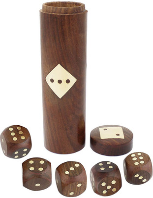 SKAVIJ Wooden Handmade Decorative 5 Pieces Dice Box Game Board Game