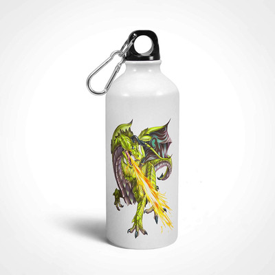 iKraft Sipper Water Bottle with Fire Dragon Design Print- Aluminum Bottle for Children 600 ml Sipper(Pack of 1, White)