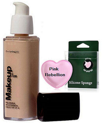 Pink rebellion Sillicon Puff & Makeup Prolongwear Foundation(Set of 2)