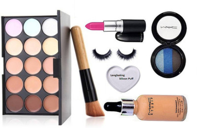 Longlasting Makeup Brush,Silicon Puff,15 Shade Concealer Palette Mac,Candy Yum-yum Lipstick,3 Shade Eyeshadow,Studio Waterweight Foundation,Eyelashes(Set of 8)
Longlasting Makeup Brush,Silicon Puff,15 Shade Concealer Palette Mac,Candy Yum-yum Lipstick,3 Shade Eyeshadow,Studio Waterweight Foundation,Eyelashes(Set of 8)