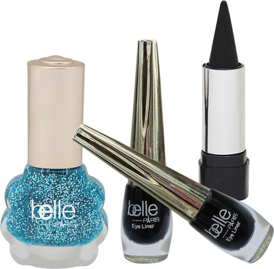 Belle SET OF 2 EYE LINERS + 1 KAJAL + 1 NAIL PAINT(Set of 1)