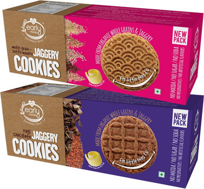 Early Foods Pack of 2 - Multigrain Millet & Ragi Choco Jaggery Cookies X 2(300 g, Pack of 2)
Early Foods Pack of 2 - Multigrain Millet & Ragi Choco Jaggery Cookies X 2(300 g, Pack of 2)