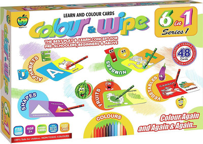 TECHNOCHITRA Colour & Wipe Reusable Picture Colouring & Learning Cards 6 IN 1 Series 1(Multicolor)
TECHNOCHITRA Colour & Wipe Reusable Picture Colouring & Learning Cards 6 IN 1 Series 1(Multicolor)