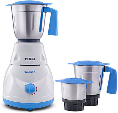 Usha Smash Pro 3753 Mixer Grinder with Free Cuttlery Set 230 W Mixer Grinder(White, Blue, stainless steel, 3 Jars), Blue;white;stainless steel
Usha Smash Pro 3753 Mixer Grinder with Free Cuttlery Set 230 W Mixer Grinder(White, Blue, stainless steel, 3 Jars), Blue;white;stainless steel