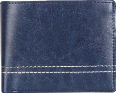 Ul-Faiz Men Casual Blue Genuine Leather Wallet(8 Card Slots)