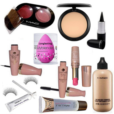 Longlasting Eyelashes&Lakme 9 To 5 Eyeliner & Mascara, Matte Finish Lipstick, Black Stick Kajal, Primer,Mac Face And Body Foundation,Compact, Two Shade Pink Blusher,Eyelash Glue,Sponge Puff(Set of 11)
Longlasting Eyelashes&Lakme 9 To 5 Eyeliner & Mascara, Matte Finish Lipstick, Black Stick Kajal, Primer,Mac Face And Body Foundation,Compact, Two Shade Pink Blusher,Eyelash Glue,Sponge Puff(Set of 11)