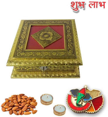 Maalpani Deepavali Dryfruit Box Minakari Ganesh Kankavati With Golden Tealight Candle Holder and stickers. Combo(5)
Maalpani Deepavali Dryfruit Box Minakari Ganesh Kankavati With Golden Tealight Candle Holder and stickers. Combo(5)