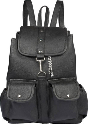 Meraki Sasha PU Leather Backpack Black 5 Backpack(Black)