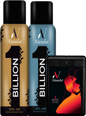 Alainne One Billion Ultra- Marine & Royal - Lush Pocket Perfume & Body Spray For Men (Set of 3)
Alainne One Billion Ultra- Marine & Royal - Lush Pocket Perfume & Body Spray For Men (Set of 3)