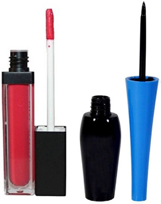 Vedy Matte Me Lipstick For Glossy Lips With Black Eyeliner(Set of 2)