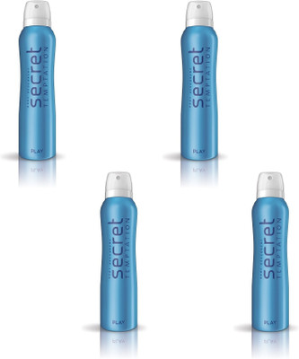 Secret Temptation PLAY Pack of 4 Deodorant Spray - For Women(600 ml, Pack of 4)