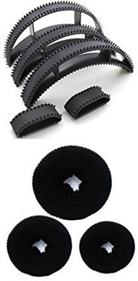 INAAYA Hair Accessories Combo Hair Bumpits + Set Of 3 Donut, Pack Of 1 Hair Accessory Set(Black)