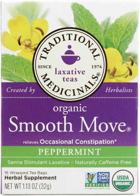 Traditional Medicinals Organic Smooth Move Herbal Tea Peppermint -- 16 Tea Bags Peppermint Herbal Tea Bags(16 Bags, Box)