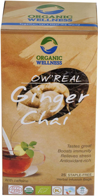 Organic Wellness OW'Real Ginger Chai Ginger Black Tea Bags(25 Bags, Box)