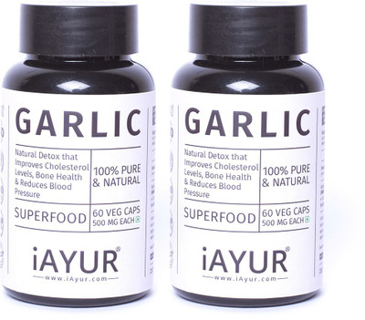 iAYUR Garlic Extract 500 Mg (Pack of 2) 100% Potent, Pure & Safe 500 Mg(120 No)
iAYUR Garlic Extract 500 Mg (Pack of 2) 100% Potent, Pure & Safe 500 Mg(120 No)