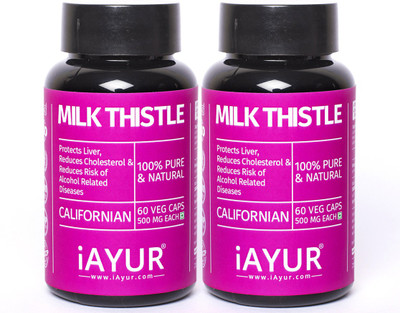 iAYUR Milk Thistle Extract (Pack of 2) 100% Potent, Pure & Safe - 500 Mg Extract(120 No)
iAYUR Milk Thistle Extract (Pack of 2) 100% Potent, Pure & Safe - 500 Mg Extract(120 No)