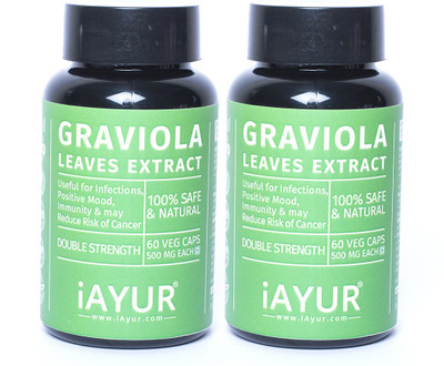 iAYUR Graviola (Soursop) Extract (Pack of 2) 100% Potent, Pure & Safe 500 Mg(120 No)
iAYUR Graviola (Soursop) Extract (Pack of 2) 100% Potent, Pure & Safe 500 Mg(120 No)