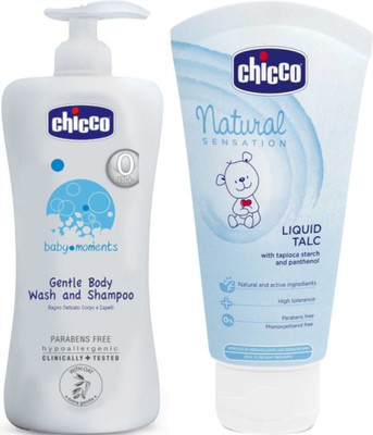 Chicco Bodywash 500ml- Liquid Talc 100ml(White)