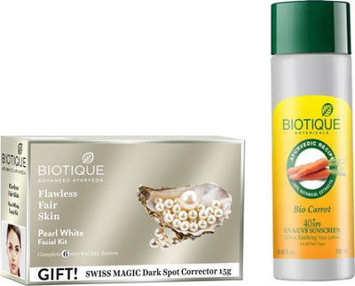 BIOTIQUE BIO Bio Pearl White Facial Kit, Bio Carrot 40 SPF Sunscreen Soothing Face Lotion(Set of 2)
BIOTIQUE BIO Bio Pearl White Facial Kit, Bio Carrot 40 SPF Sunscreen Soothing Face Lotion(Set of 2)