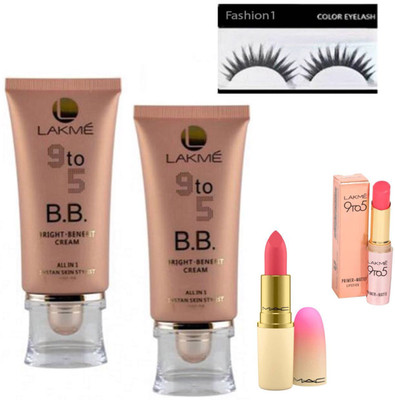 FASHION 1 Combo kit 9to5,Bright.Benefit cream,primer matte lipstick, lipstick with eyelashes (set of 5)(Set of 5)
FASHION 1 Combo kit 9to5,Bright.Benefit cream,primer matte lipstick, lipstick with eyelashes (set of 5)(Set of 5)