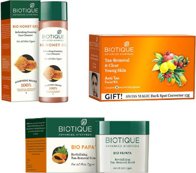 BIOTIQUE BIO Bio Honey Gel Refreshing Foaming Face Cleanser For All Skin Types, Bio Anti Tan Facial Kit, Bio Papaya Revitalizing Tan Removal Scrub(Set of 3)
BIOTIQUE BIO Bio Honey Gel Refreshing Foaming Face Cleanser For All Skin Types, Bio Anti Tan Facial Kit, Bio Papaya Revitalizing Tan Removal Scrub(Set of 3)