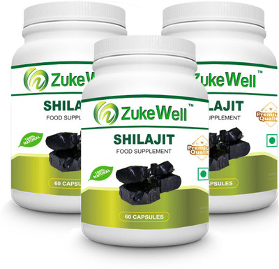 Zukewell Pure Shilajit Extract 60 Capsule 500 Mg Pack of 3(500 mg)