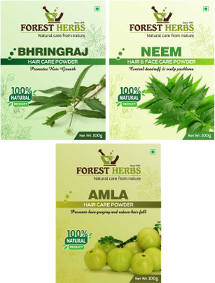Forest Herbs Organic Bhringraj, Neem & Amla Powder 100% Natural(300 g)