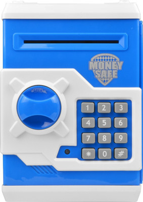 UNTOLD Money Safe Kids Piggy Savings Bank with Electronic Lock Coin Bank(White & Blue) Coin Bank(Blue, White)