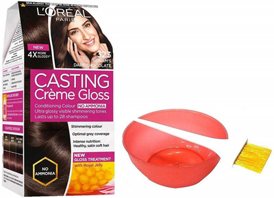 L'Oreal Casting creme Hair Colour (323 Sonam's Dark Chocalate) + Bowl & Brush(Set of 01)
L'Oreal Casting creme Hair Colour (323 Sonam's Dark Chocalate) + Bowl & Brush(Set of 01)