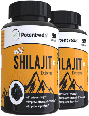 Potentveda Shilajit Extract Gold standard 90 capsules Pack of 2 Bottles(180 No)