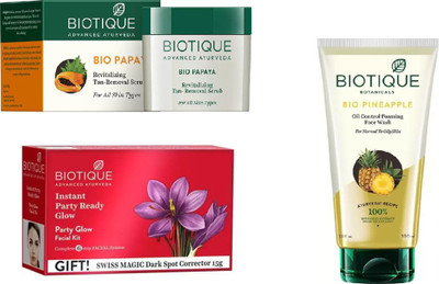BIOTIQUE BIO Bio Papaya Revitalizing Tan Removal Scrub, Bio Party Glow Facial Kit, Bio Pineapple Face Wash(Set of 3)
BIOTIQUE BIO Bio Papaya Revitalizing Tan Removal Scrub, Bio Party Glow Facial Kit, Bio Pineapple Face Wash(Set of 3)