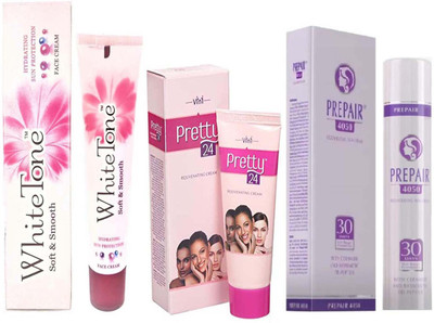 Vini Cosmetics White Tone Face Cream 25g + Pretty 24 Rejuvenating Face Cream 40g + Prepair 4050 Regenerating Skin Cream 50g(115 g)
Vini Cosmetics White Tone Face Cream 25g + Pretty 24 Rejuvenating Face Cream 40g + Prepair 4050 Regenerating Skin Cream 50g(115 g)