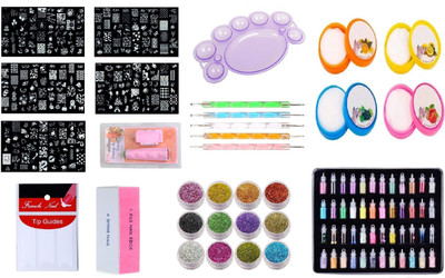 Royalkart Mega Combo Kit Of Nail Art Tools 3D Nail Art Stamping Image Plates, Double-sided Stamper & Metal Scraper, 48 pcs Glitter Bottle Set, 5 pcs Double-sided Dotting Tool, Nail Art Palette, Nail Buffer, Finger Tip Guide, 12 Pcs Glitter Powder Set and
Royalkart Mega Combo Kit Of Nail Art Tools 3D Nail Art Stamping Image Plates, Double-sided Stamper & Metal Scraper, 48 pcs Glitter Bottle Set, 5 pcs Double-sided Dotting Tool, Nail Art Palette, Nail Buffer, Finger Tip Guide, 12 Pcs Glitter Powder Set and