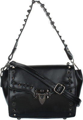 Stylein Girls Casual Black PU Sling Bag