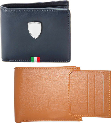 Fillincart Men Brown, Blue Artificial Leather Wallet(4 Card Slots), Blue;brown