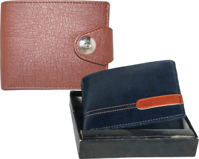 Fillincart Men Brown, Blue Artificial Leather Wallet(9 Card Slots), Blue;brown